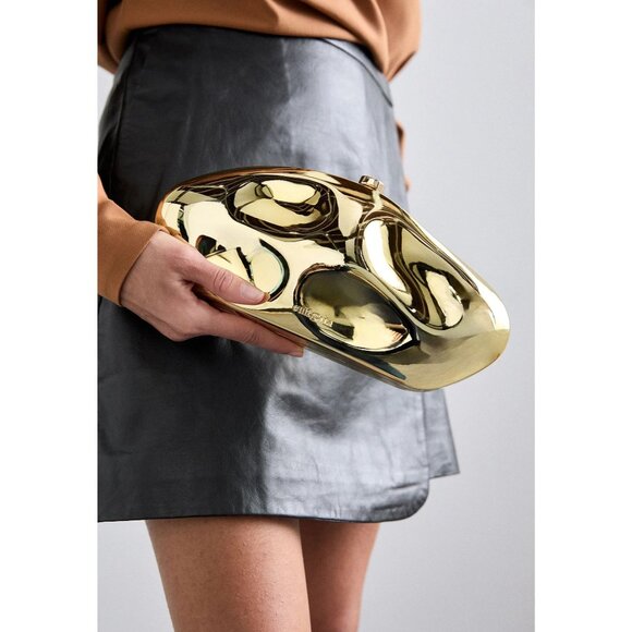 Cult Gaia The Caldera Clutch in Shiny Gold As-is Womens Mirror Bag Purse - Picture 1 of 16